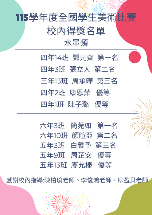 水墨類得獎名單